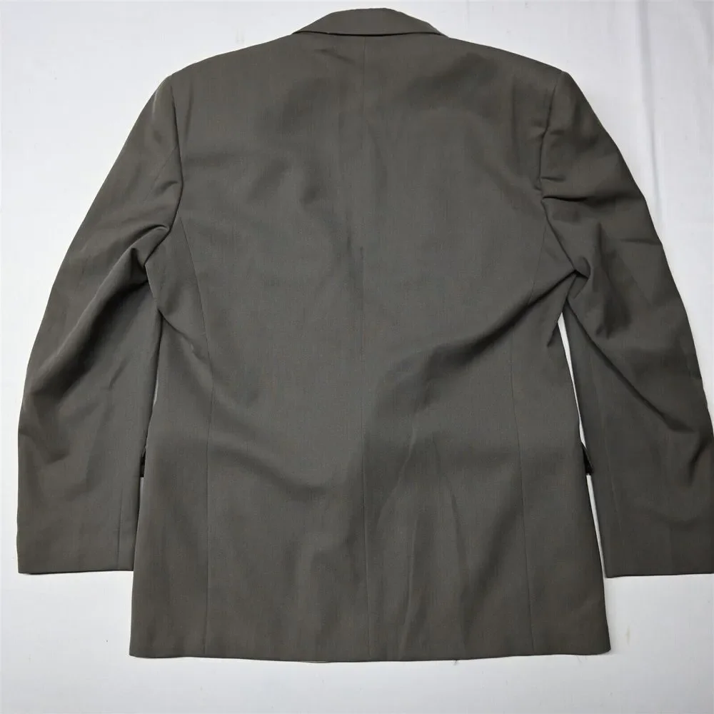 Vtg Botany 500 42R Olive Green USA Wool Double Breasted Blazer Jacket Sport Coat